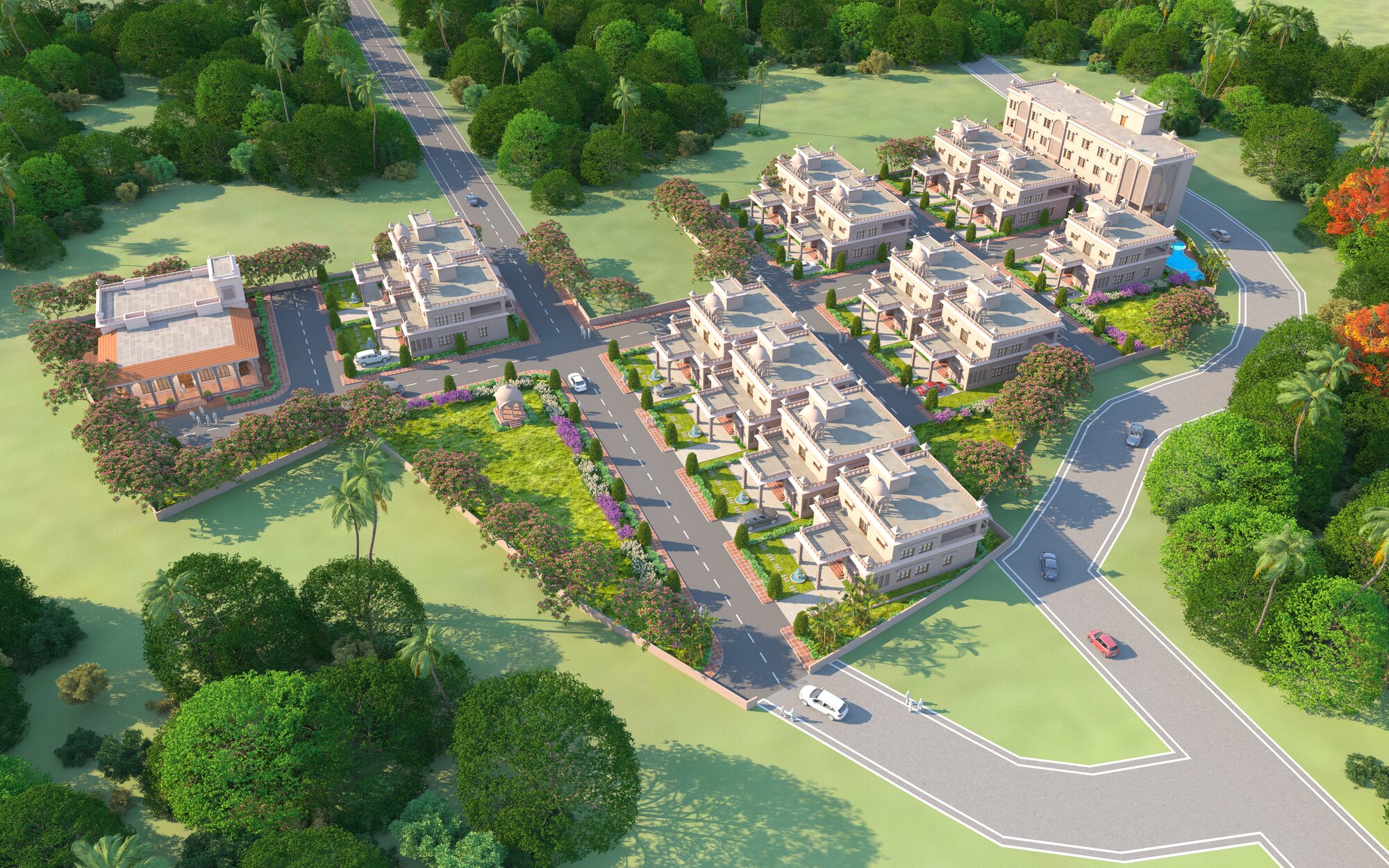 Aerial view of the estate